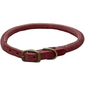 Circle T Rustic Leather Dog Collar Brick Red