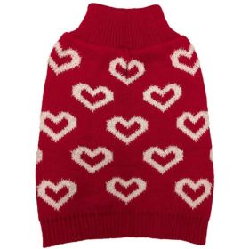 Fashion Pet All Over Hearts Dog Sweater Red (Option: X Small)