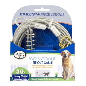 Four Paws Walk About Tie Out Cable Heavy Weight for Dogs up to 100 lbs (Option: 30' Long)